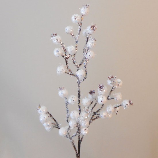 Artificial Snowberries Branch with Glitter Frosting Christmas Decorations